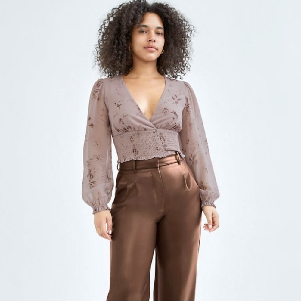 Aritzia Wilfred Genoa Tannin cognac Floral Top